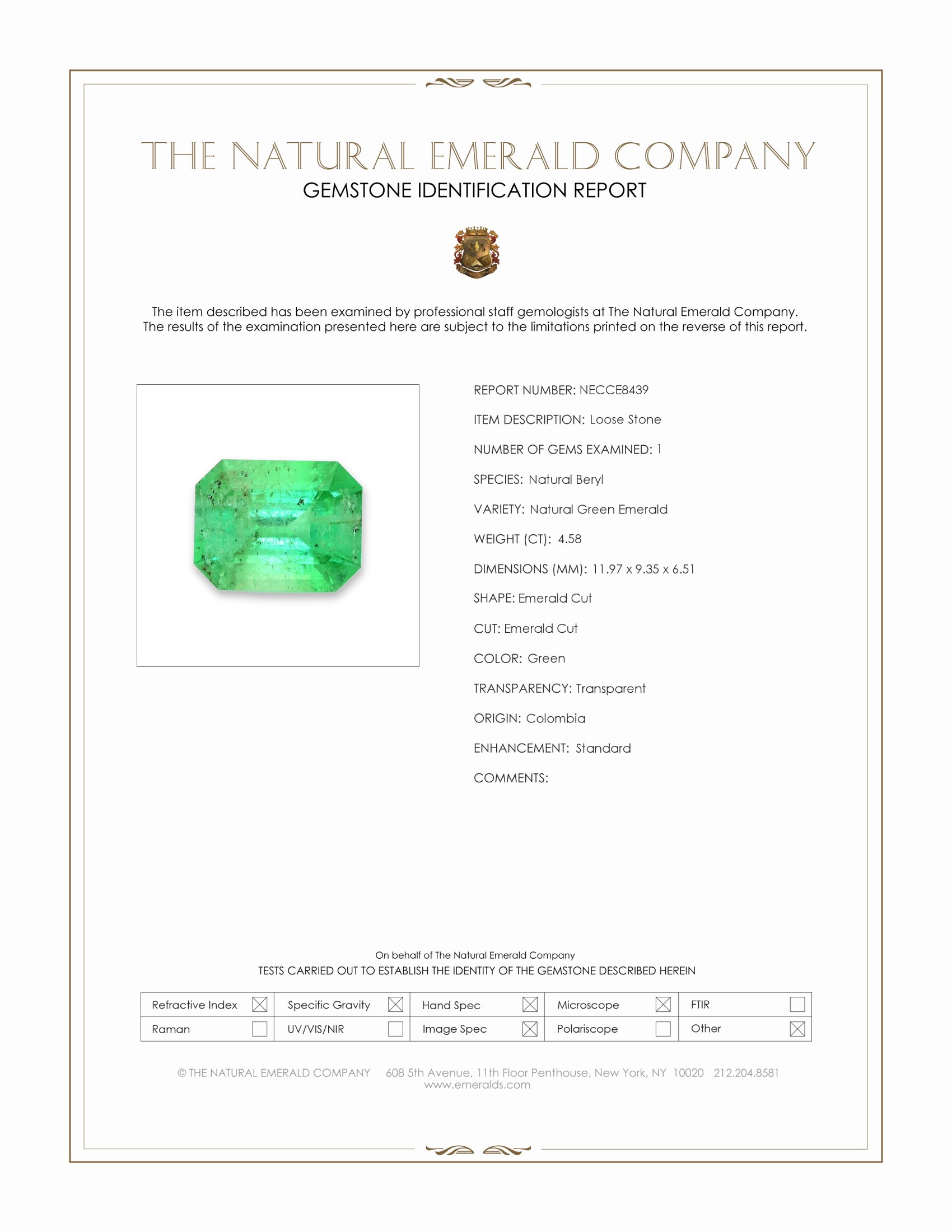 4.58 Ct. Emerald from Colombia