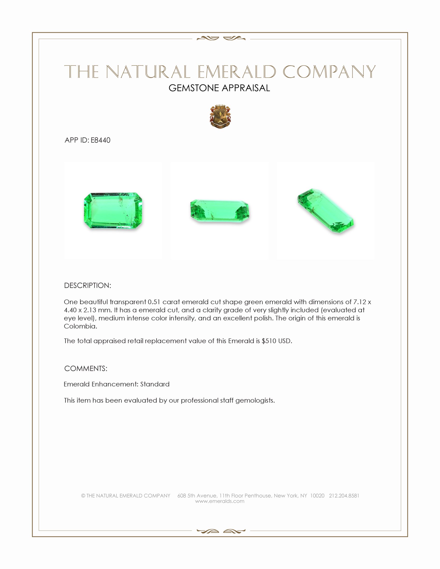 0.51 Ct. Emerald from Colombia