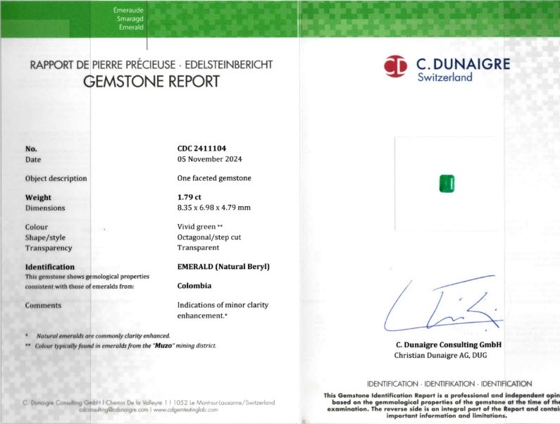 1.79 Ct. Emerald from Colombia