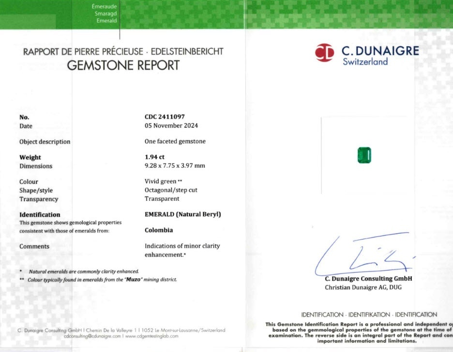 1.94 Ct. Emerald from Colombia