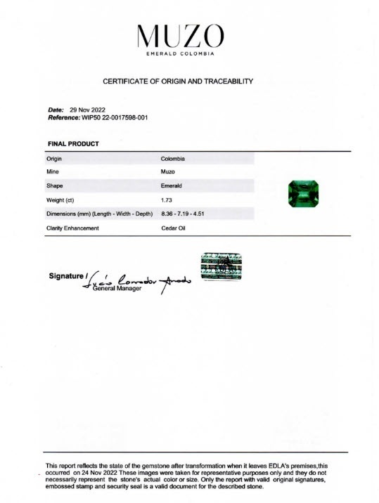 1.73 Ct. Emerald from Colombia