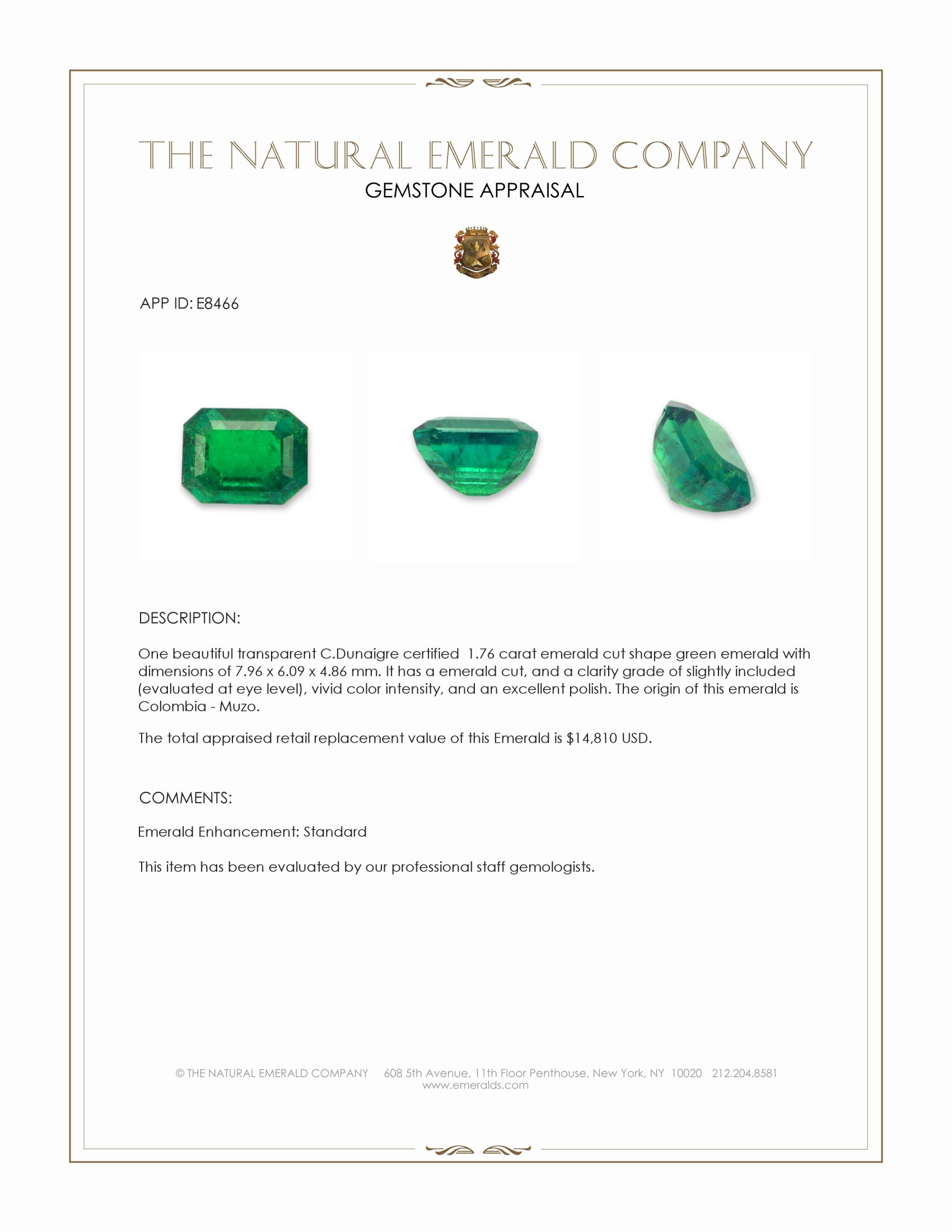 1.76 Ct. Emerald from Colombia - Muzo