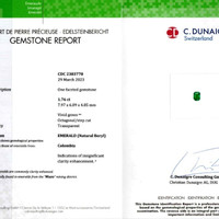 1.76 Ct. Emerald from Colombia - Muzo Scan Report