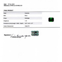 1.75 Ct. Emerald from Colombia Scan Report