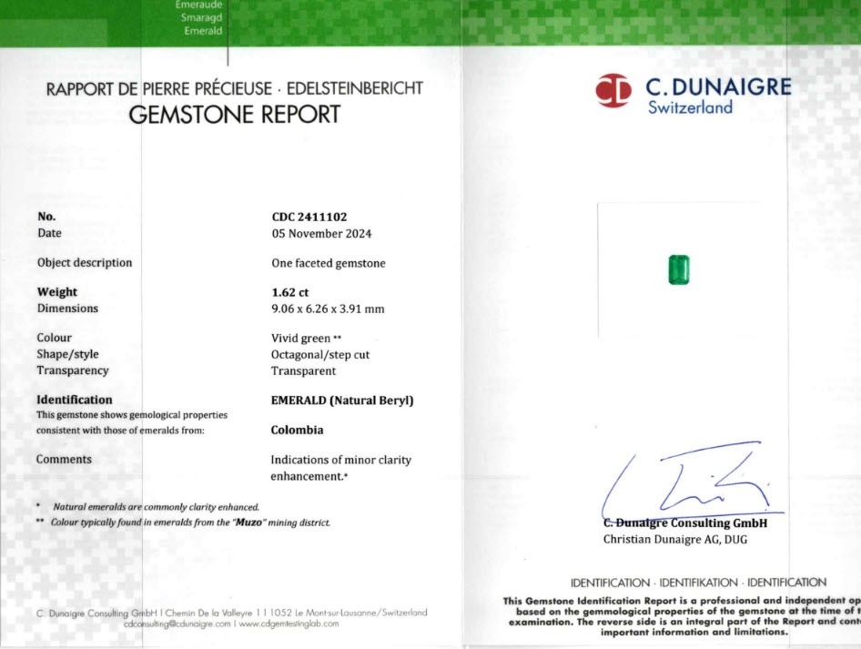 1.62 Ct. Emerald from Colombia