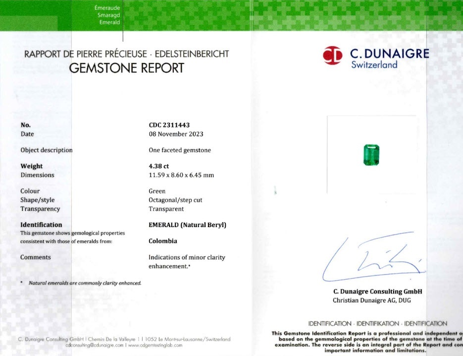 4.38 Ct. Emerald from Colombia