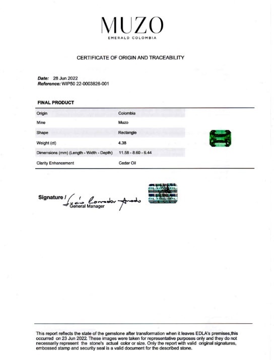 4.38 Ct. Emerald from Colombia
