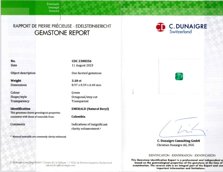 3.10 Ct. Emerald from Colombia
