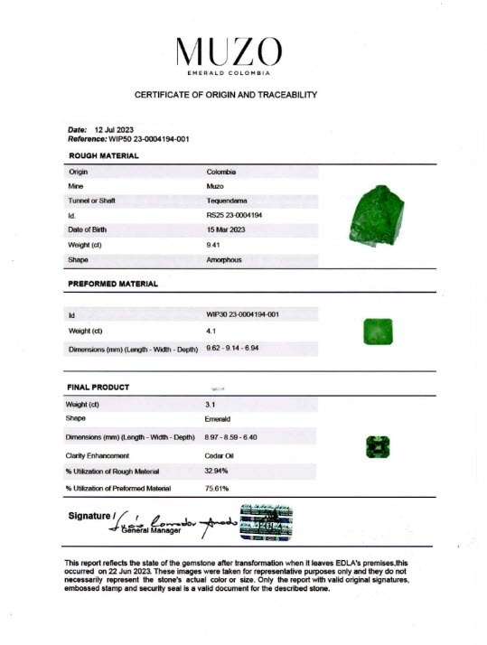 3.10 Ct. Emerald from Colombia