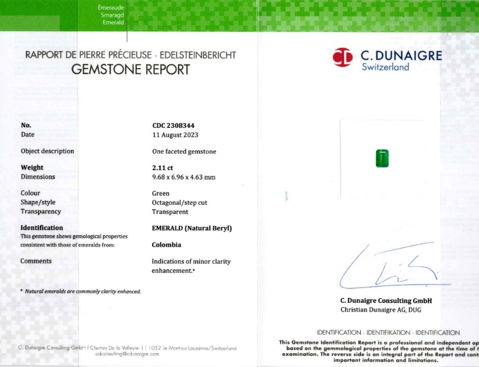2.11 Ct. Emerald from Colombia