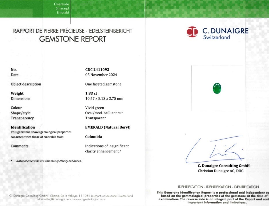1.83 Ct. Emerald from Colombia