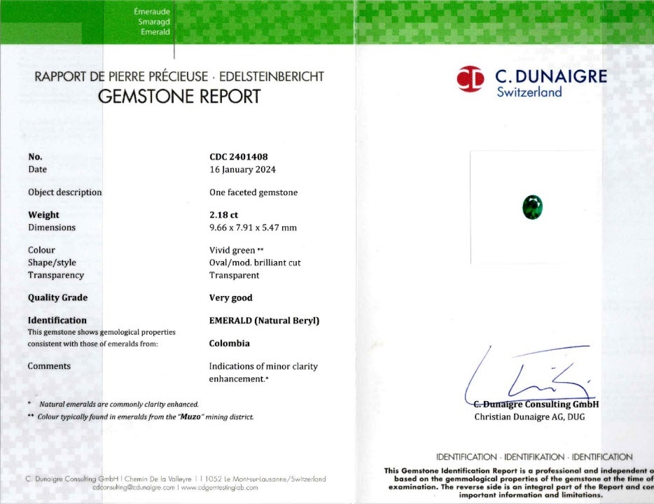 2.18 Ct. Emerald from Colombia