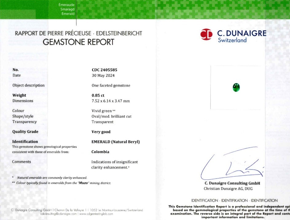 0.85 Ct. Emerald from Colombia