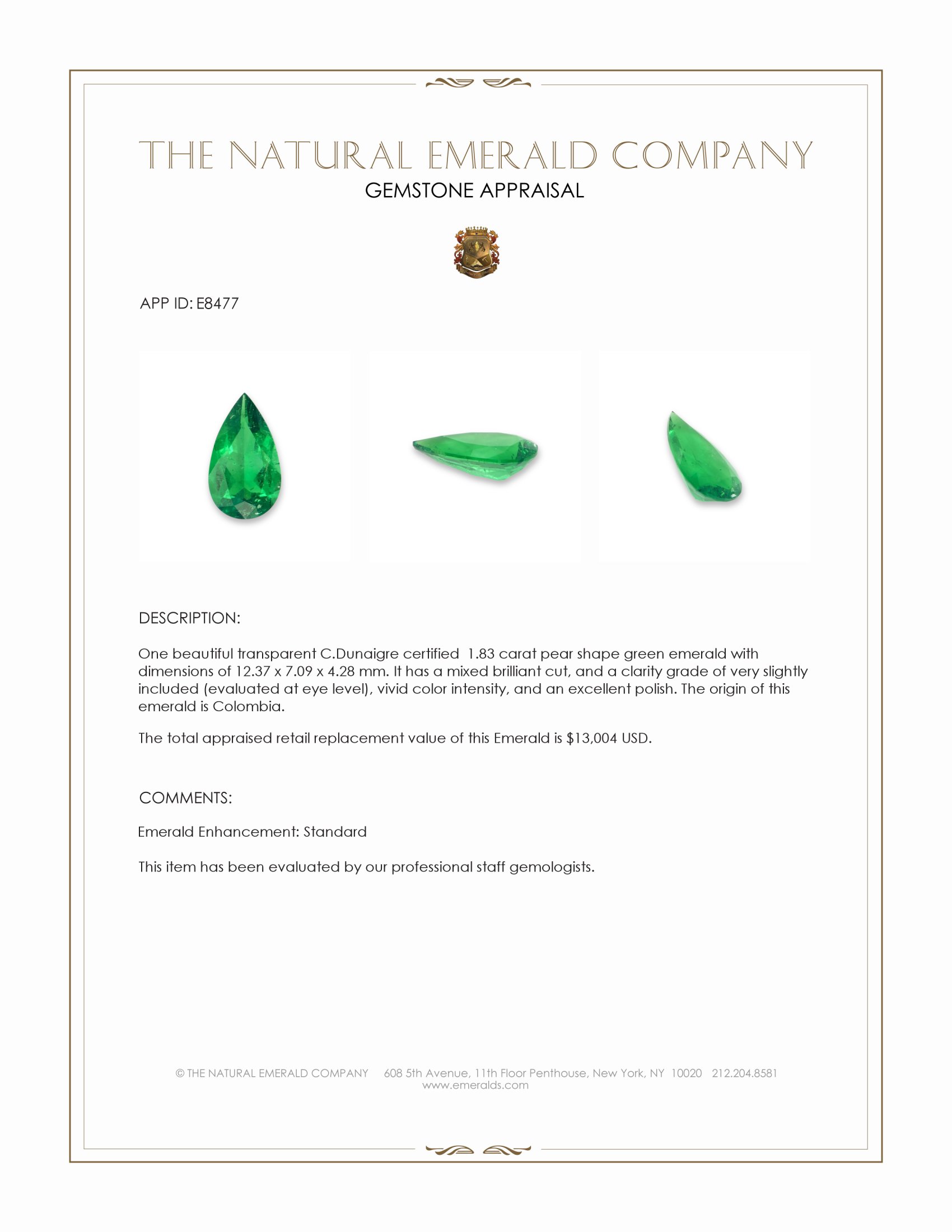 1.83 Ct. Emerald from Colombia