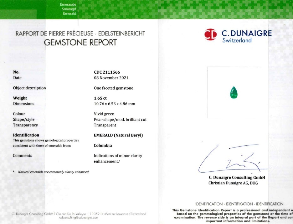 1.65 Ct. Emerald from Colombia