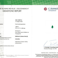 1.09 Ct. Emerald from Colombia Scan Report