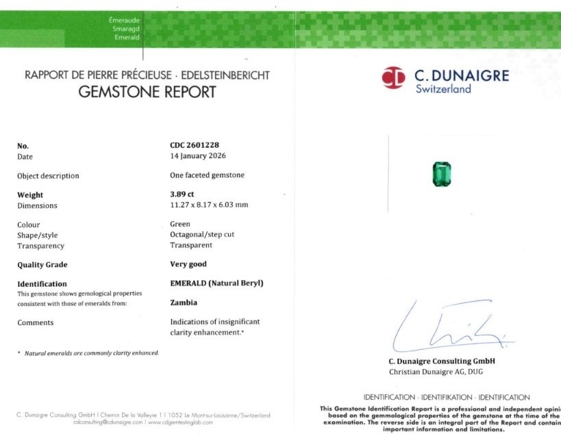 3.89 Ct. Emerald from Zambia