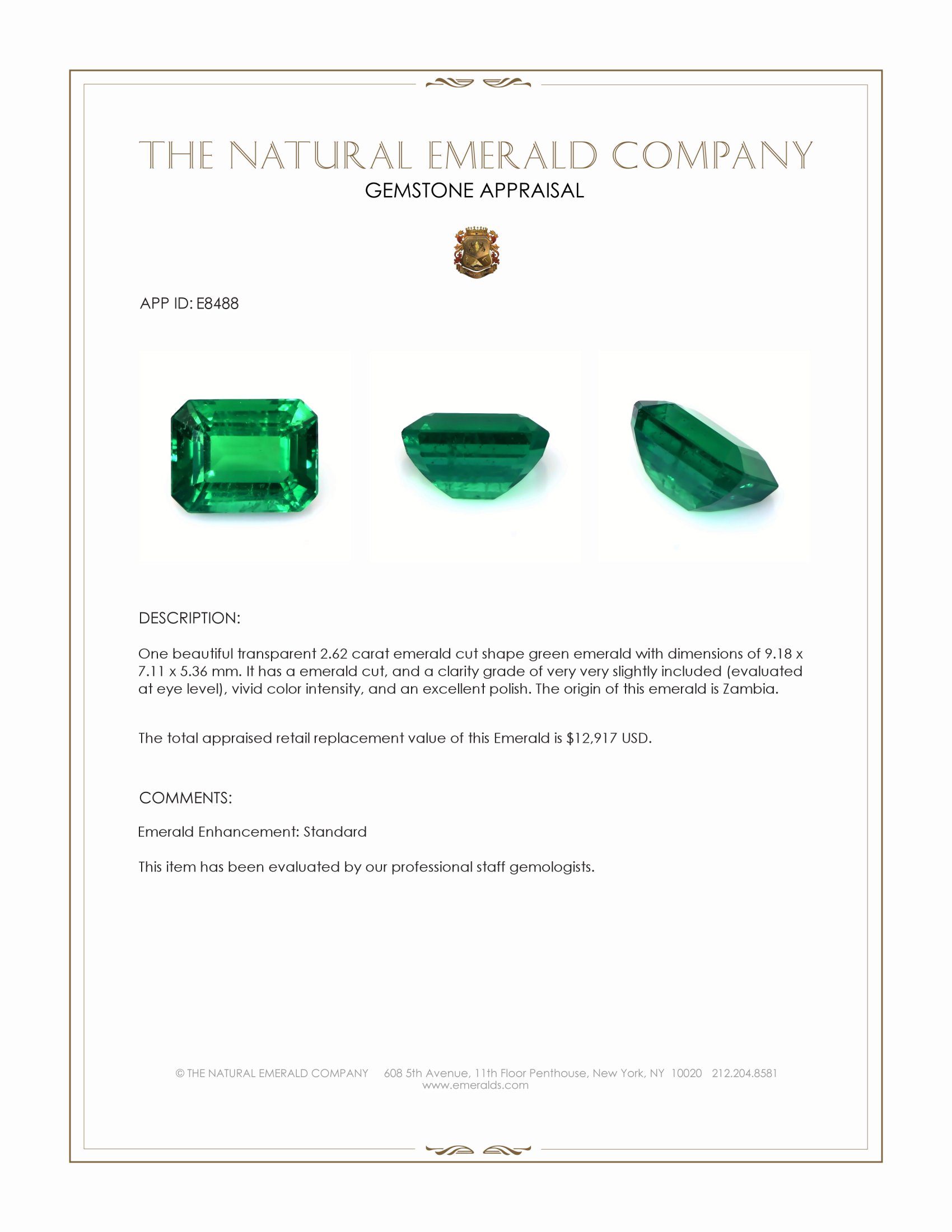 2.62 Ct. Emerald from Zambia