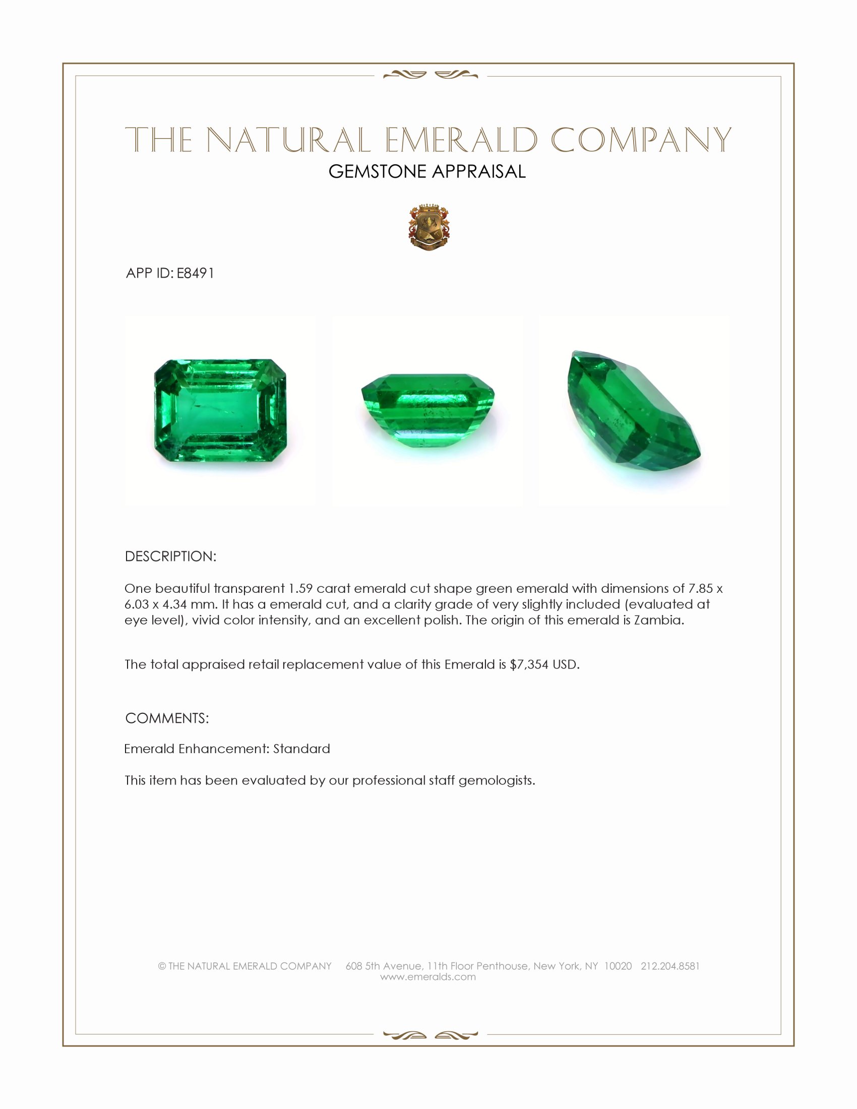 1.59 Ct. Emerald from Zambia