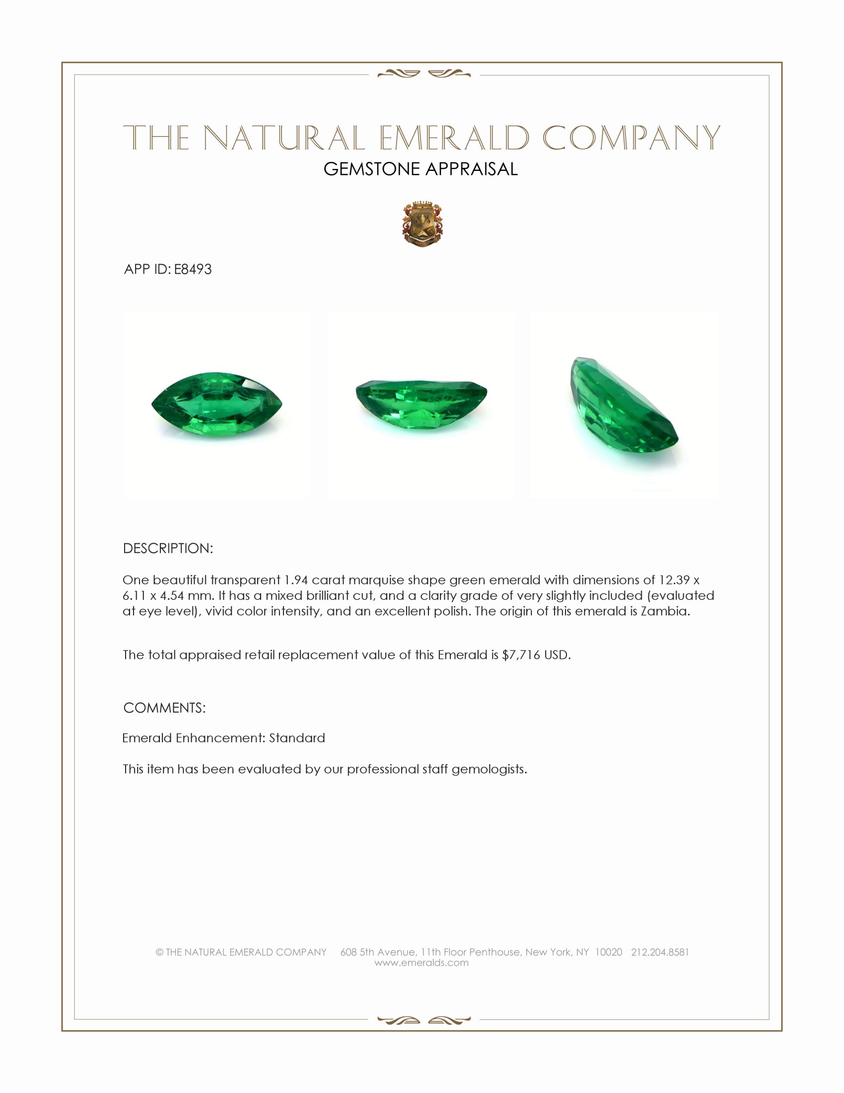 1.94 Ct. Emerald from Zambia