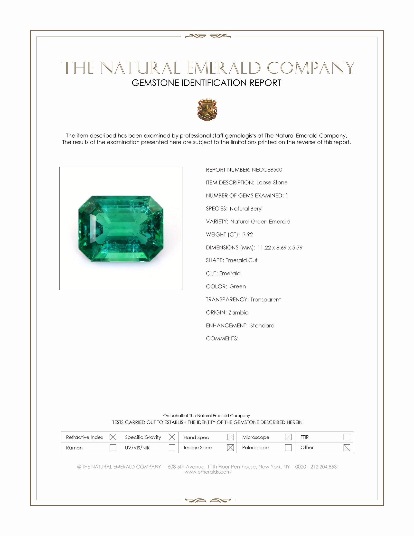 3.92 Ct. Emerald from Zambia