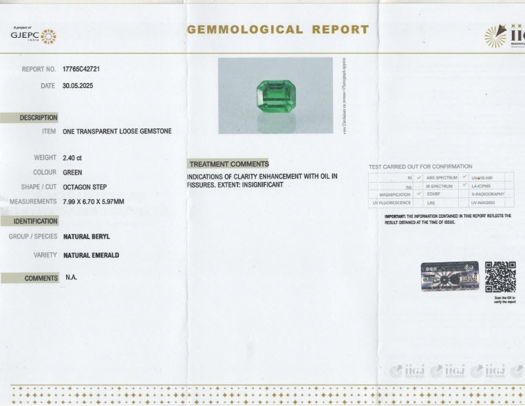 2.40 Ct. Emerald from Colombia