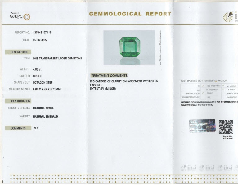 4.03 Ct. Emerald from Colombia