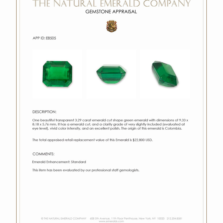 3.29 Ct. Emerald from Colombia