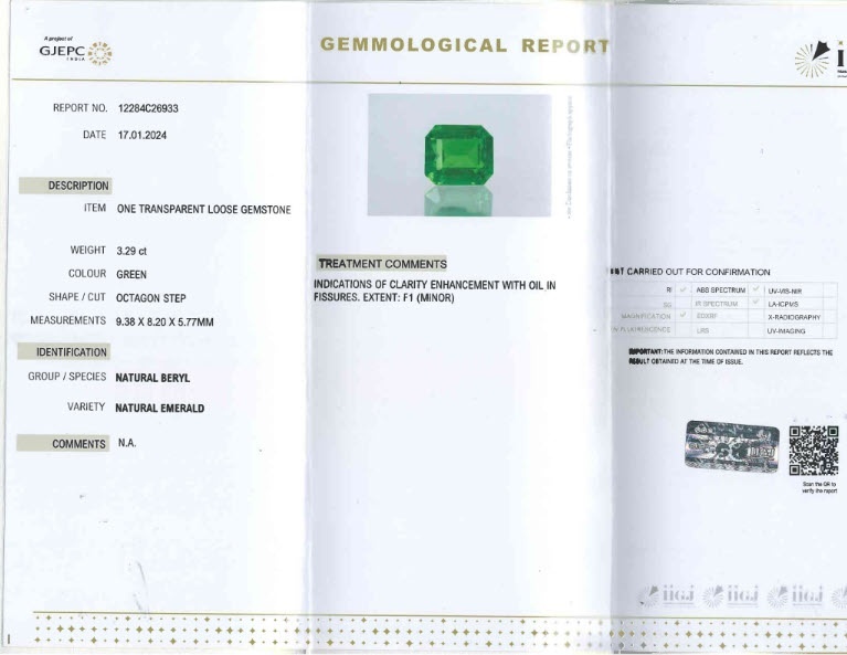 3.29 Ct. Emerald from Colombia