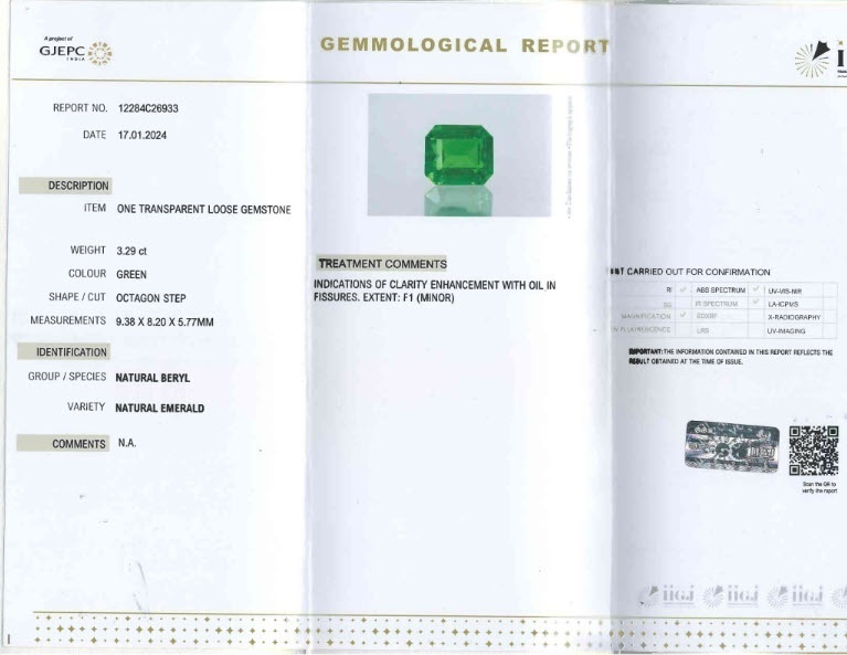 3.29 Ct. Emerald from Colombia