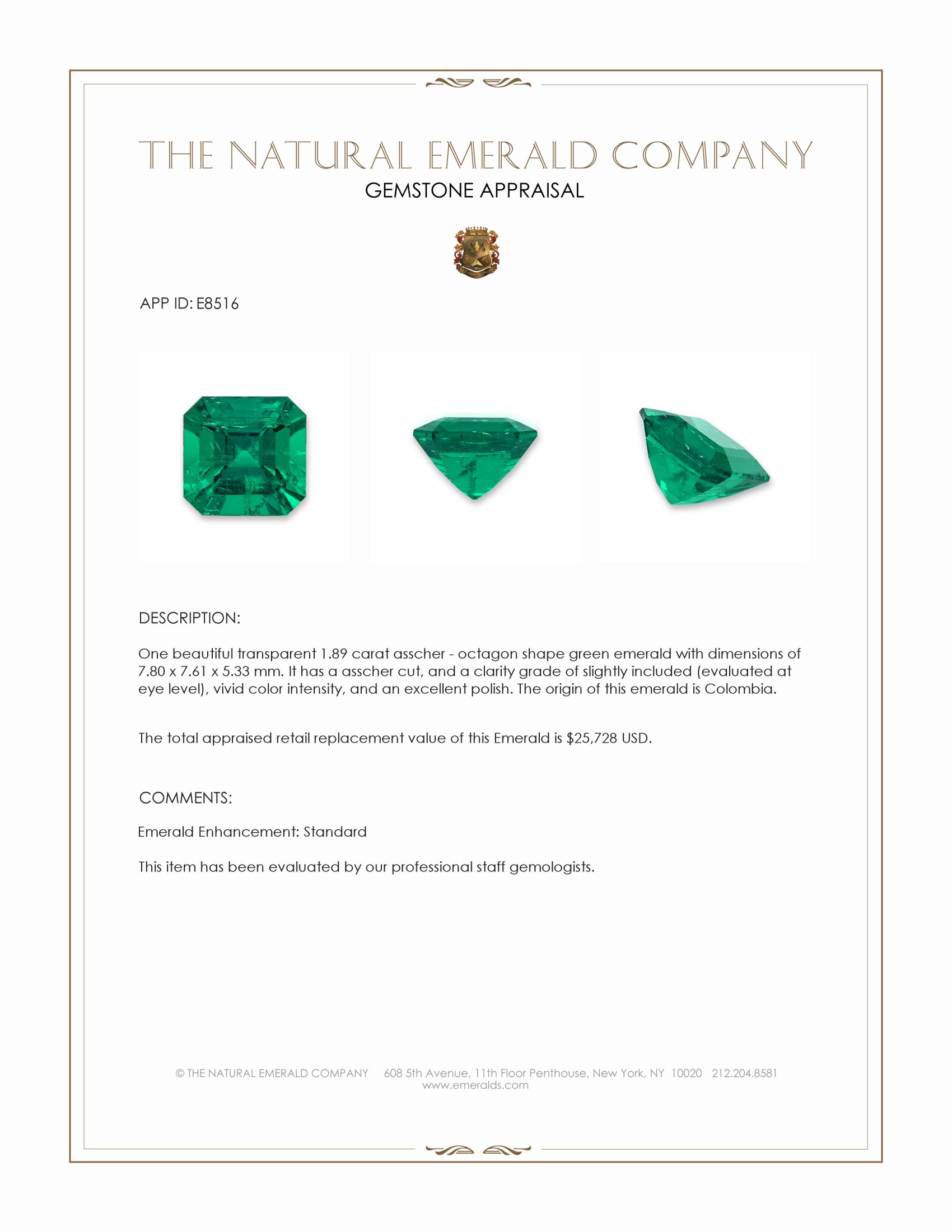 1.89 Ct. Emerald from Colombia