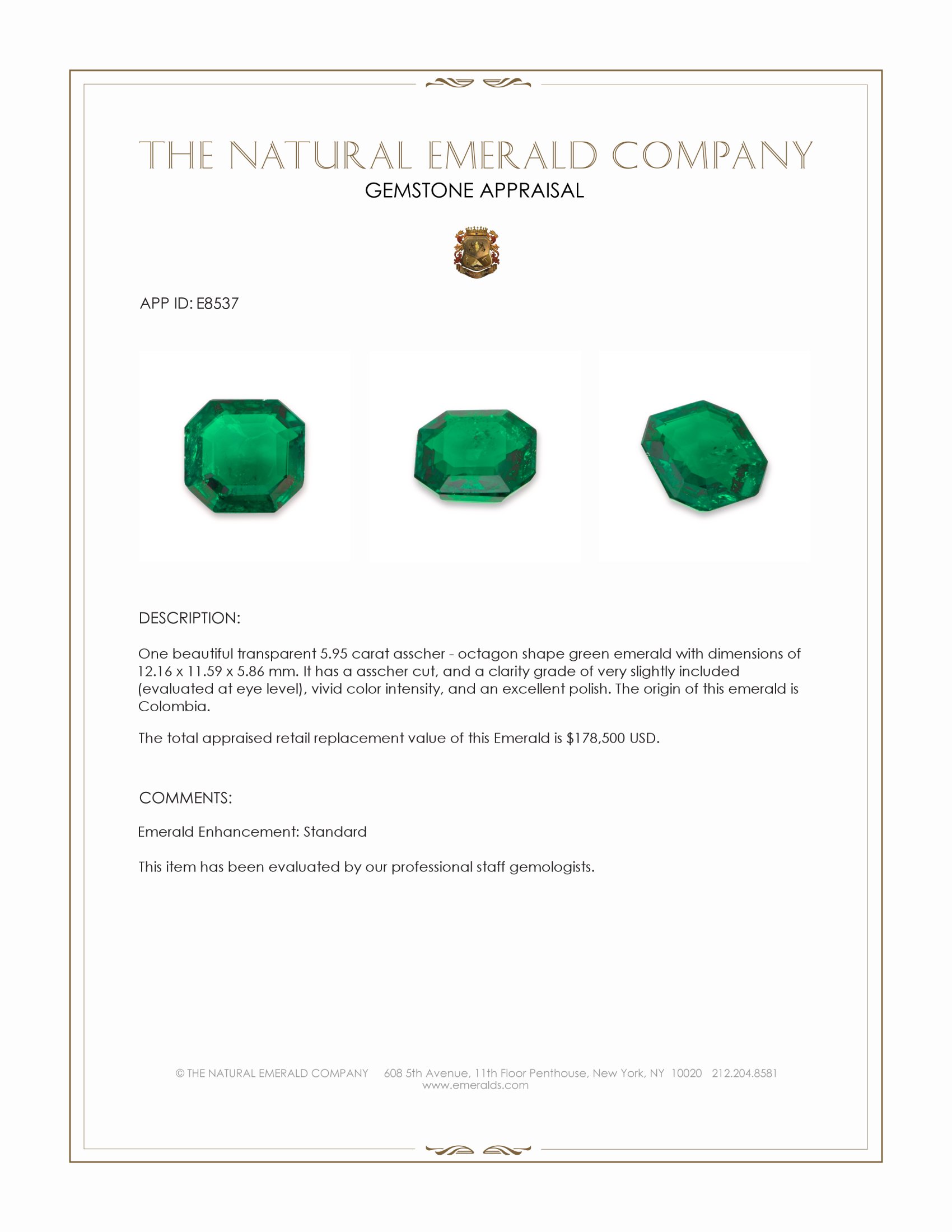 5.95 Ct. Emerald from Colombia