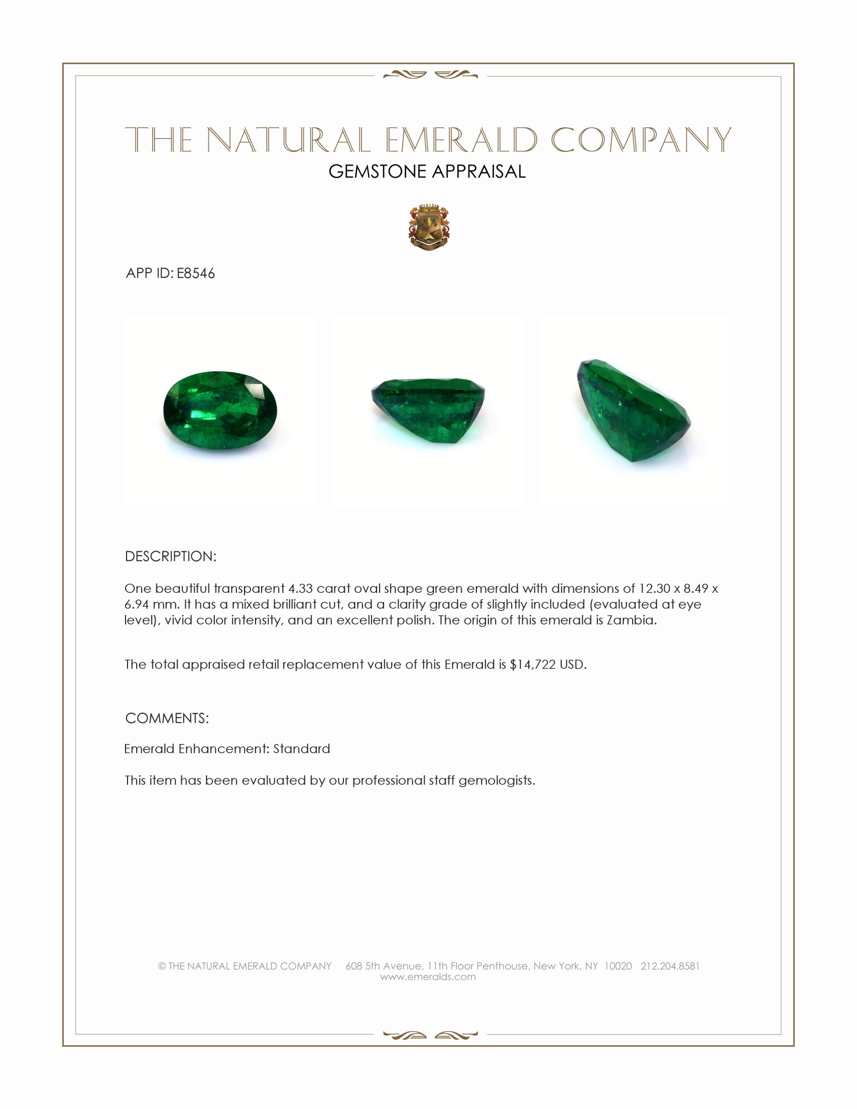 4.33 Ct. Emerald from Zambia