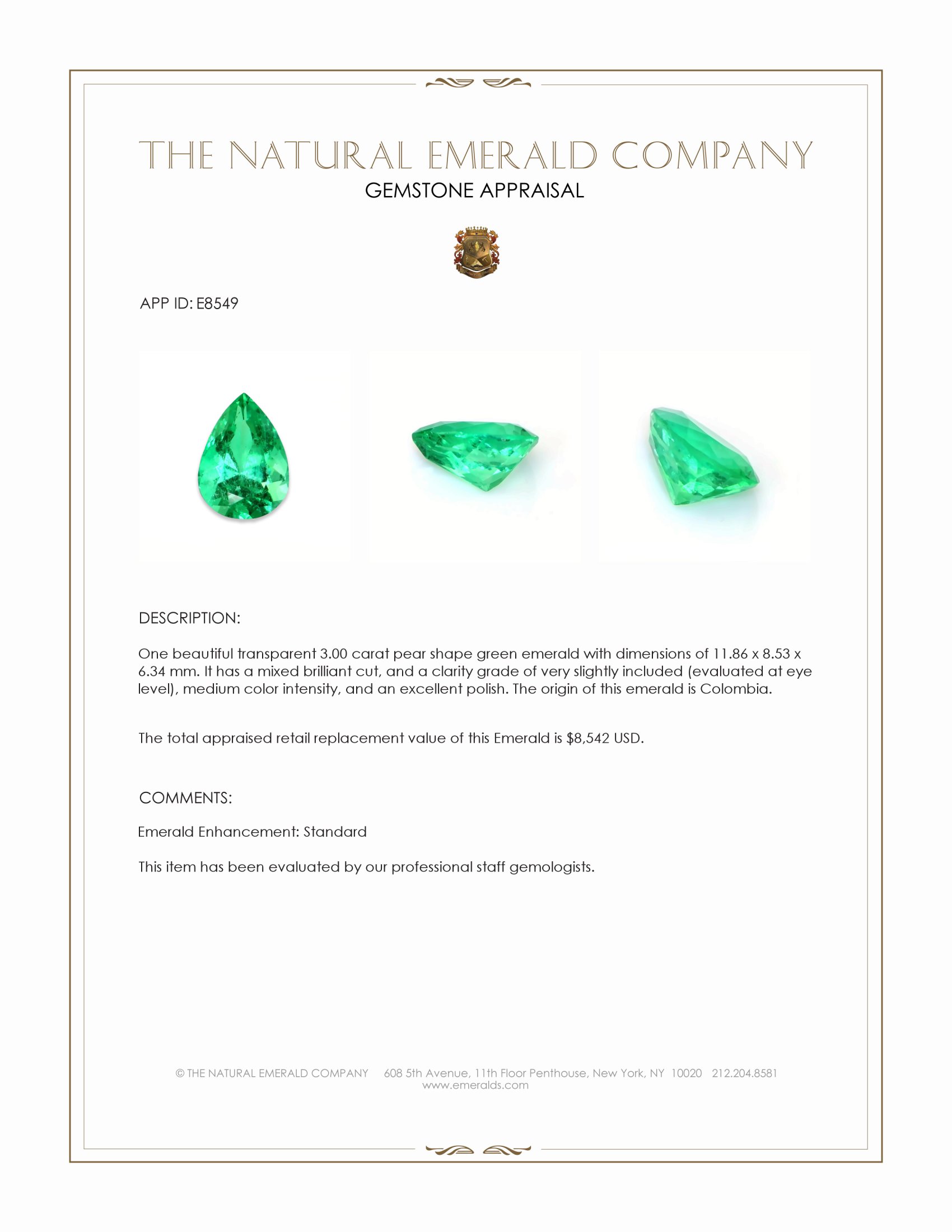 3.00 Ct. Emerald from Colombia