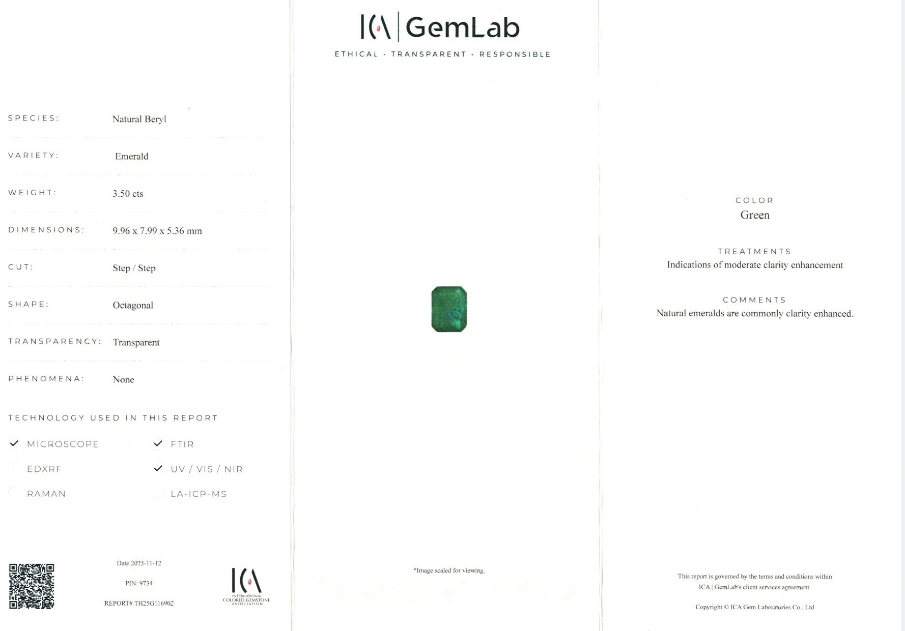 3.50 Ct. Emerald from Zambia