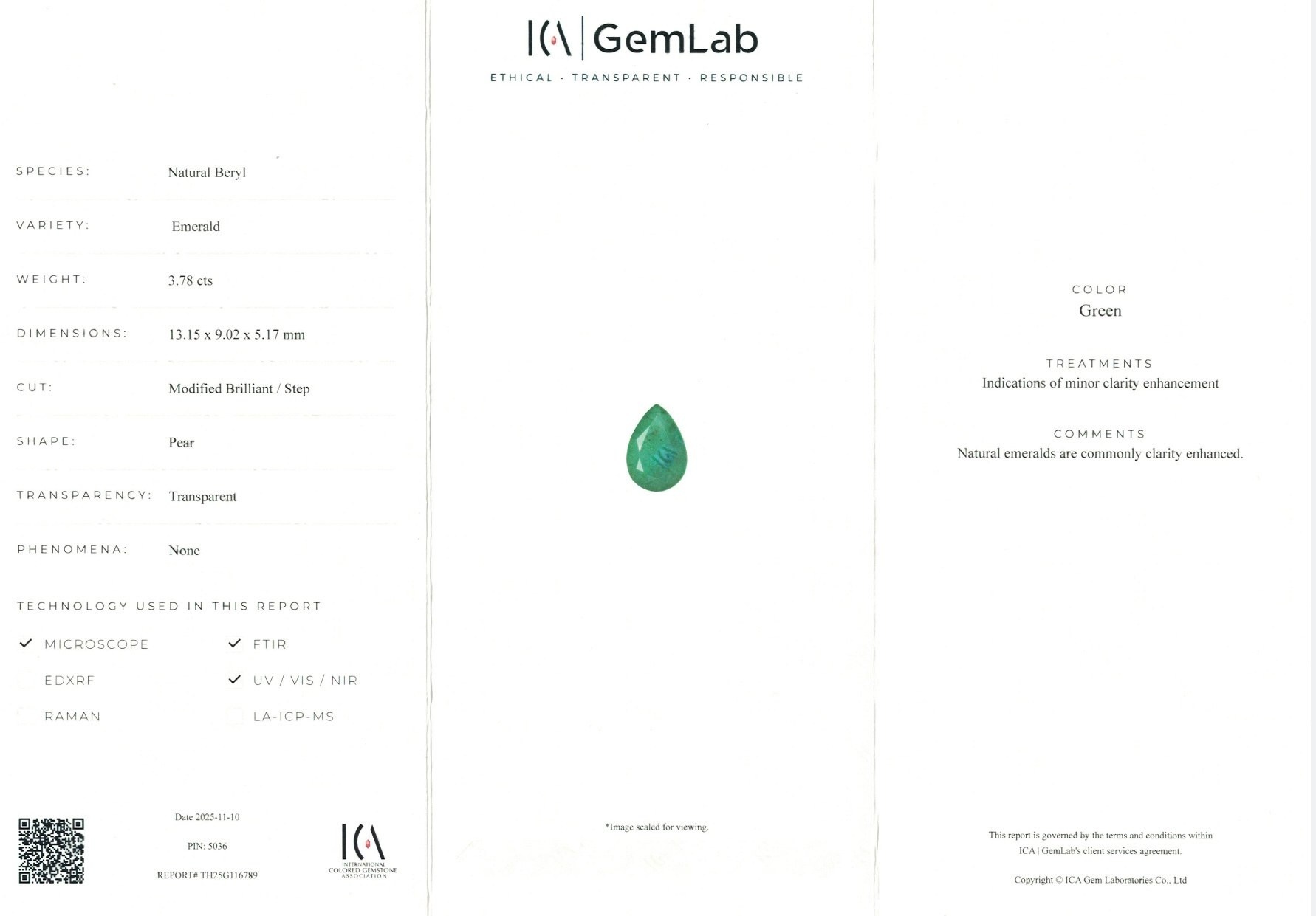 3.78 Ct. Emerald from Zambia