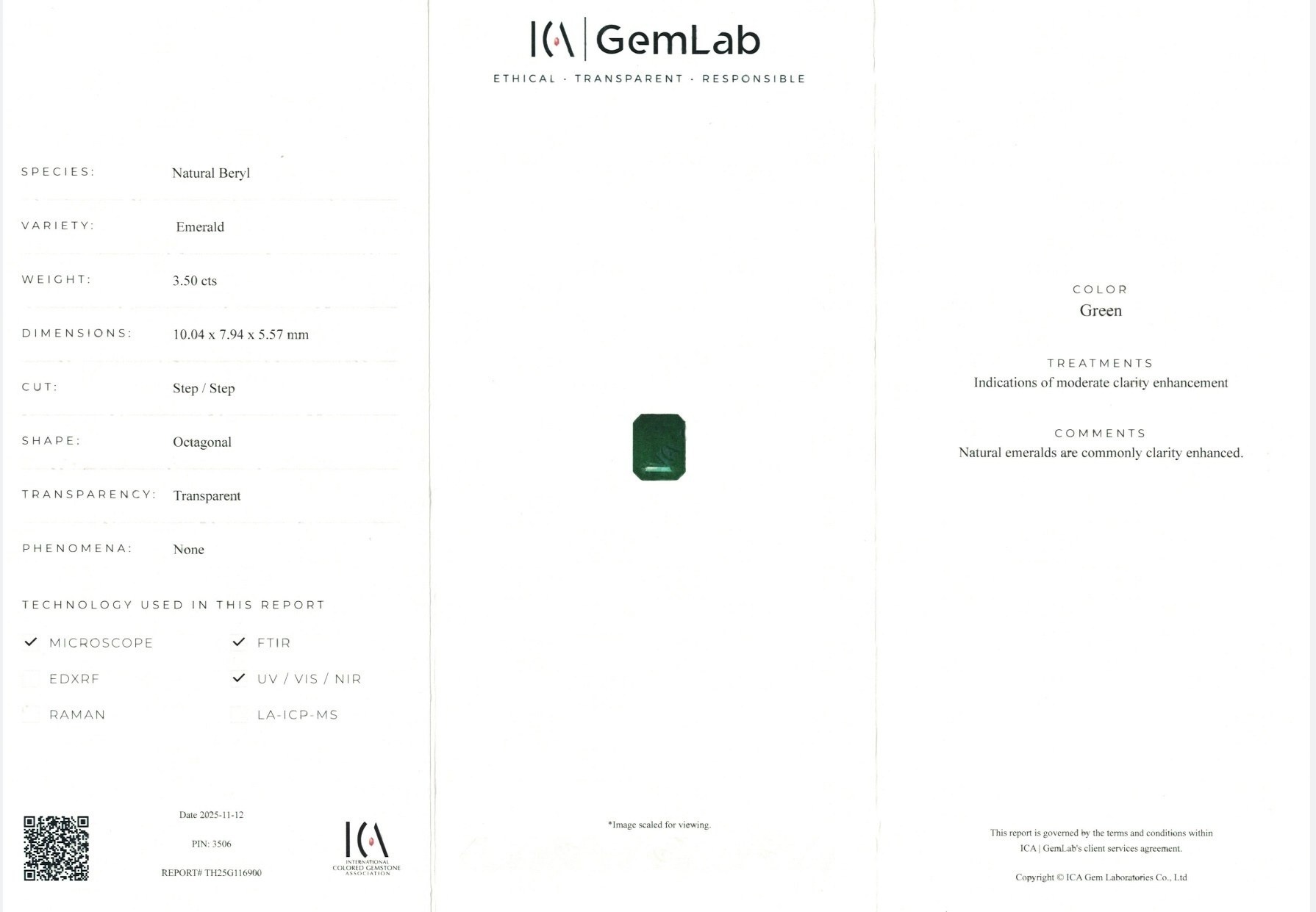 3.50 Ct. Emerald from Zambia
