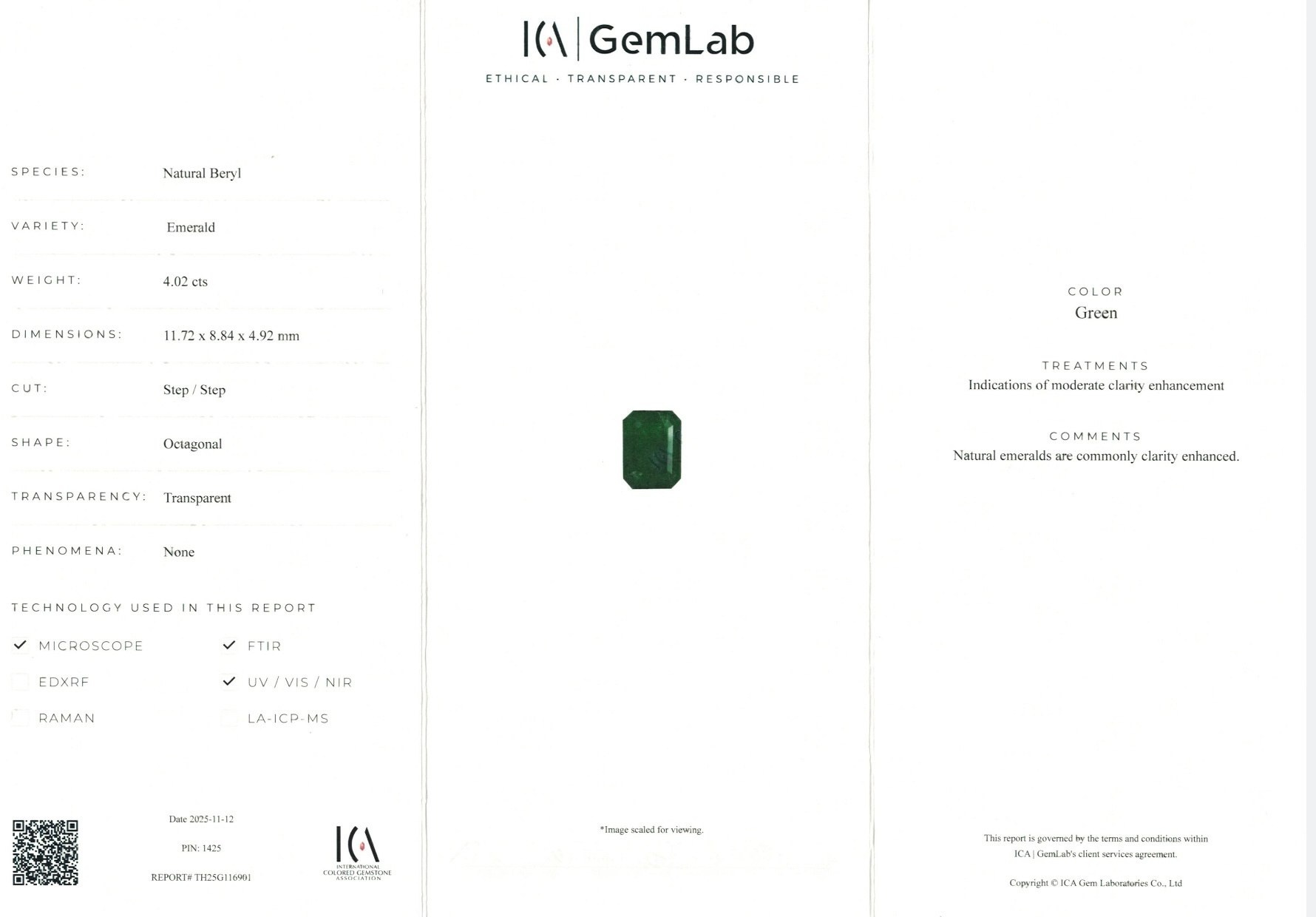 4.02 Ct. Emerald from Zambia