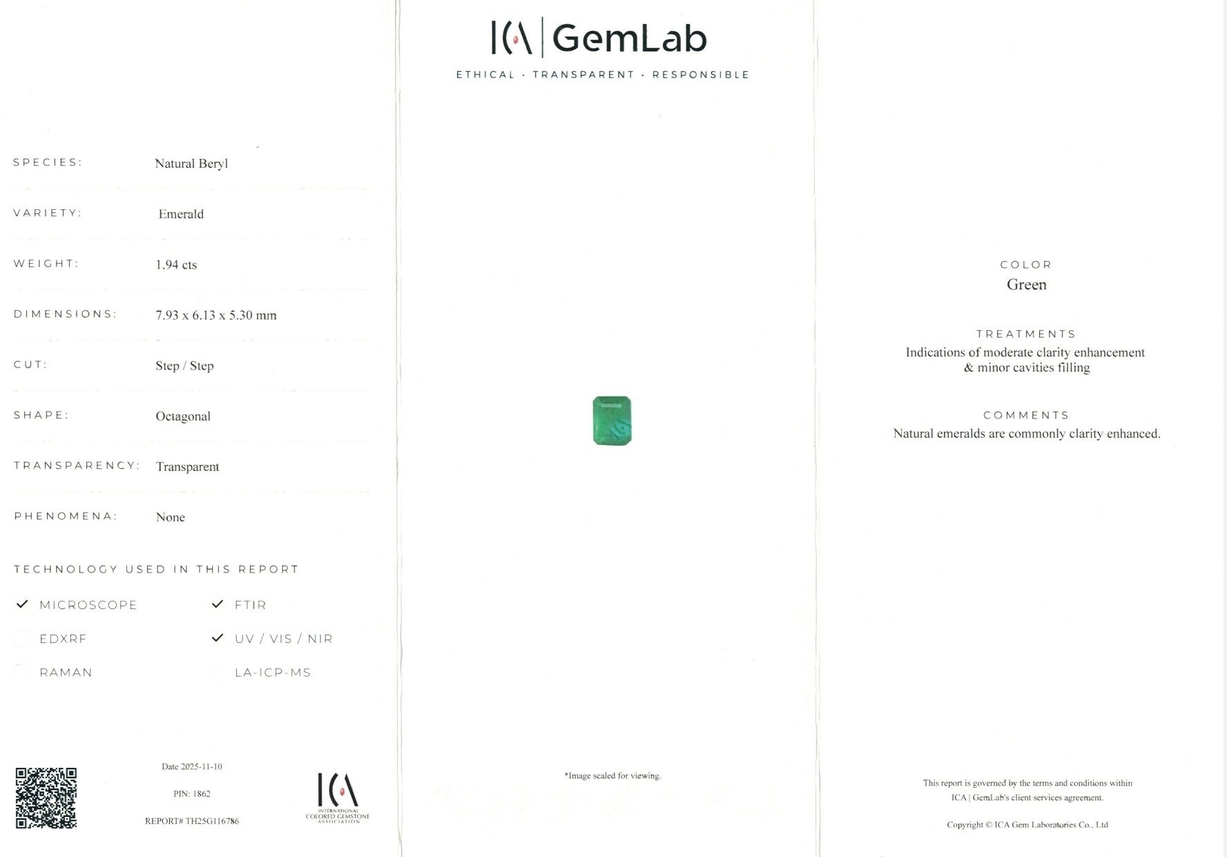 1.94 Ct. Emerald from Zambia