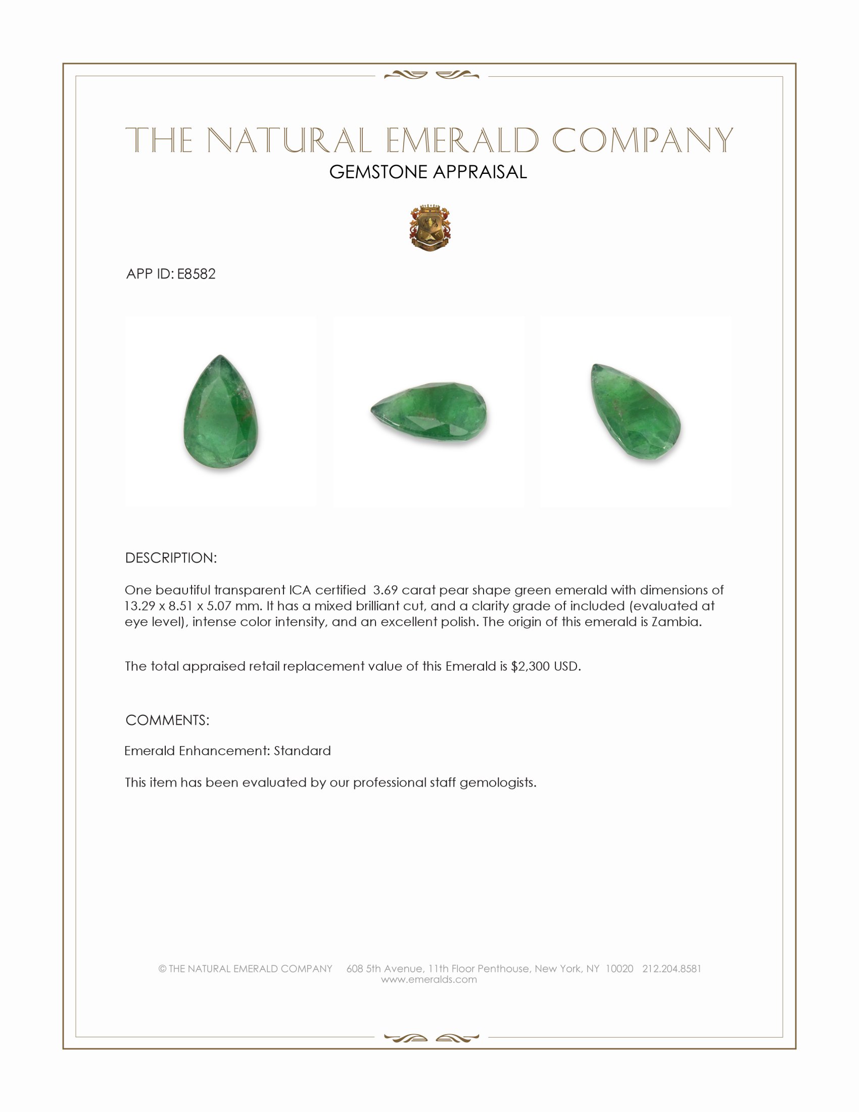 3.69 Ct. Emerald from Zambia