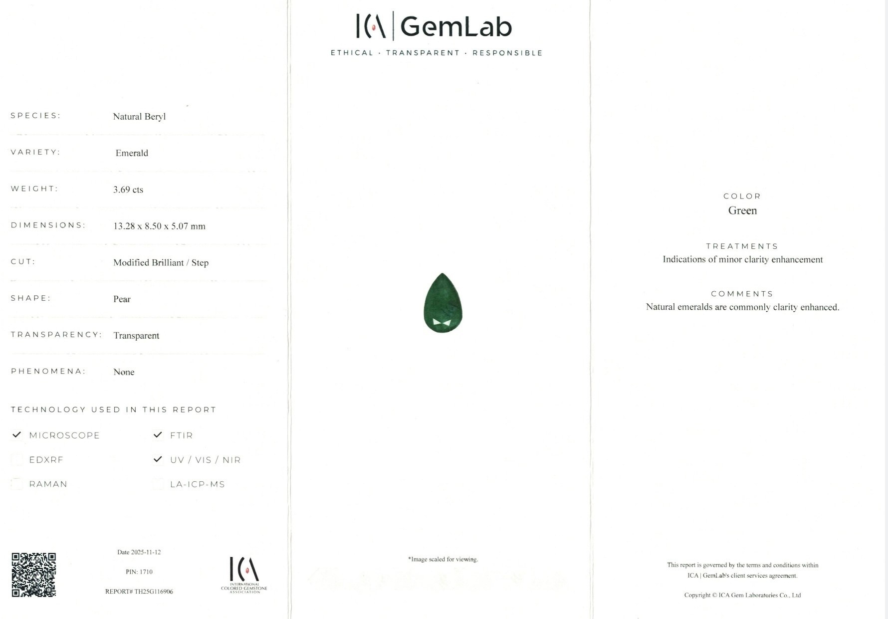 3.69 Ct. Emerald from Zambia