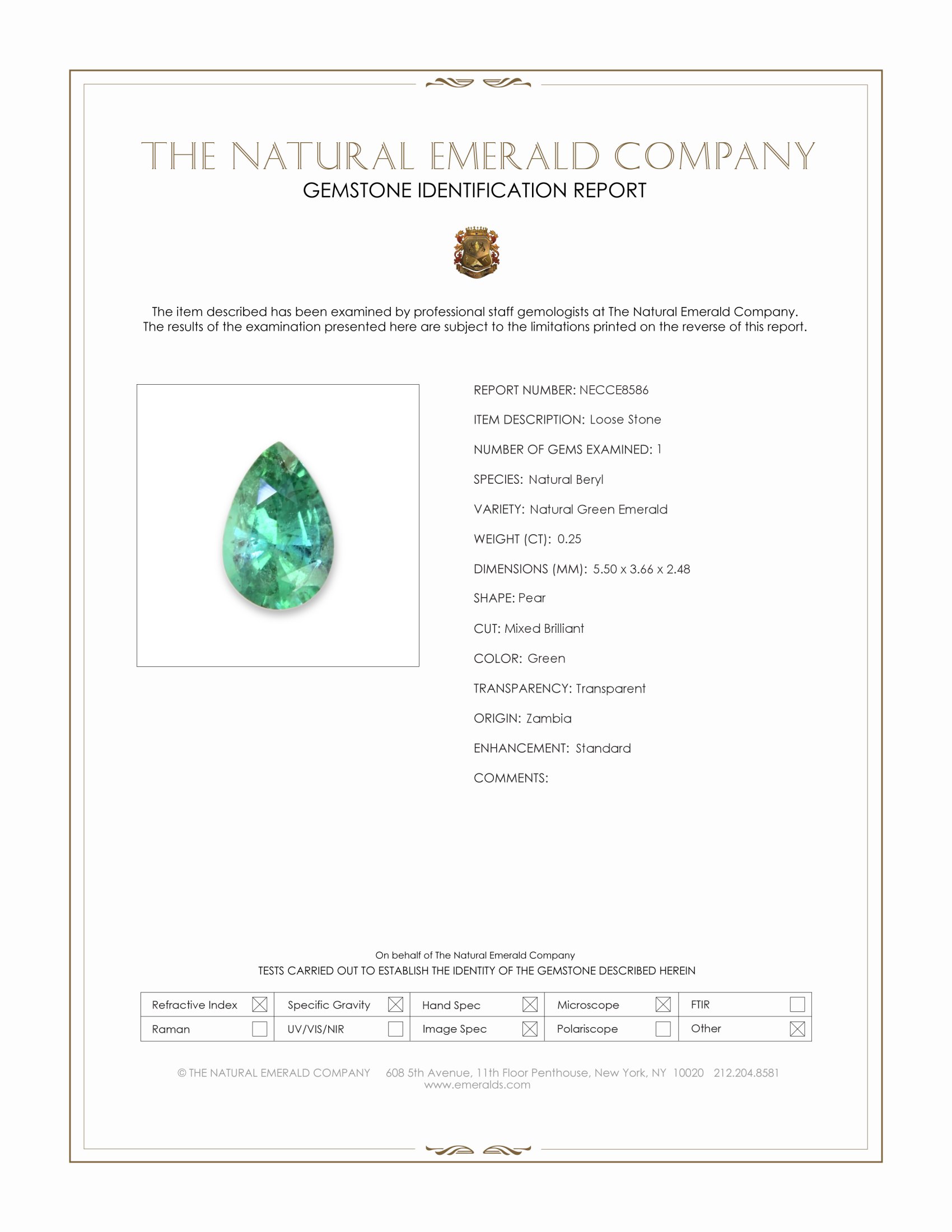 0.25 Ct. Emerald from Zambia