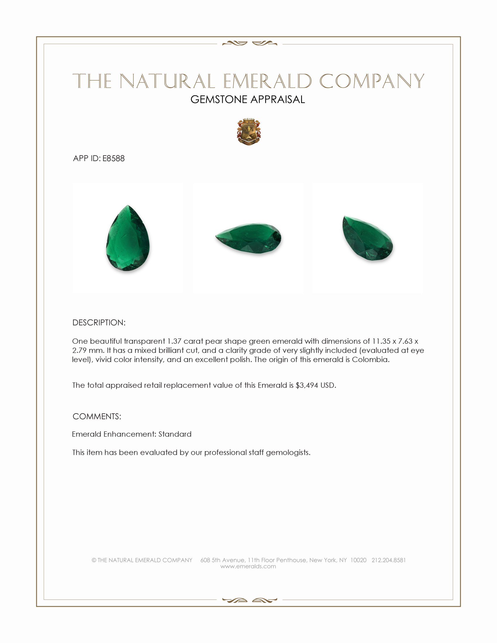 1.37 Ct. Emerald from Colombia