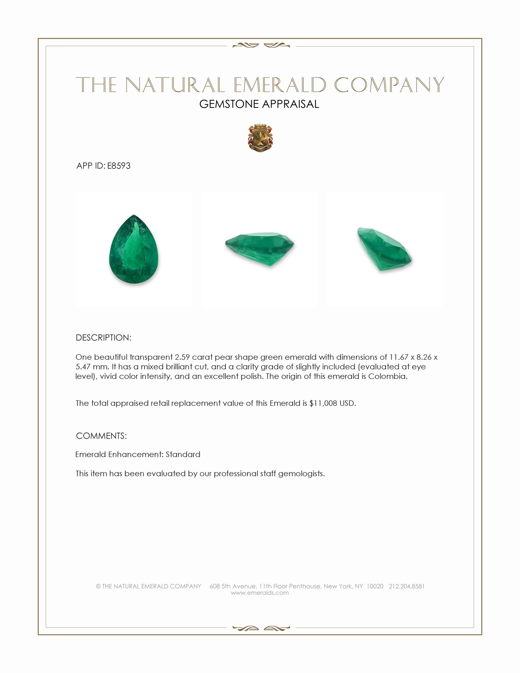 2.59 Ct. Emerald from Colombia