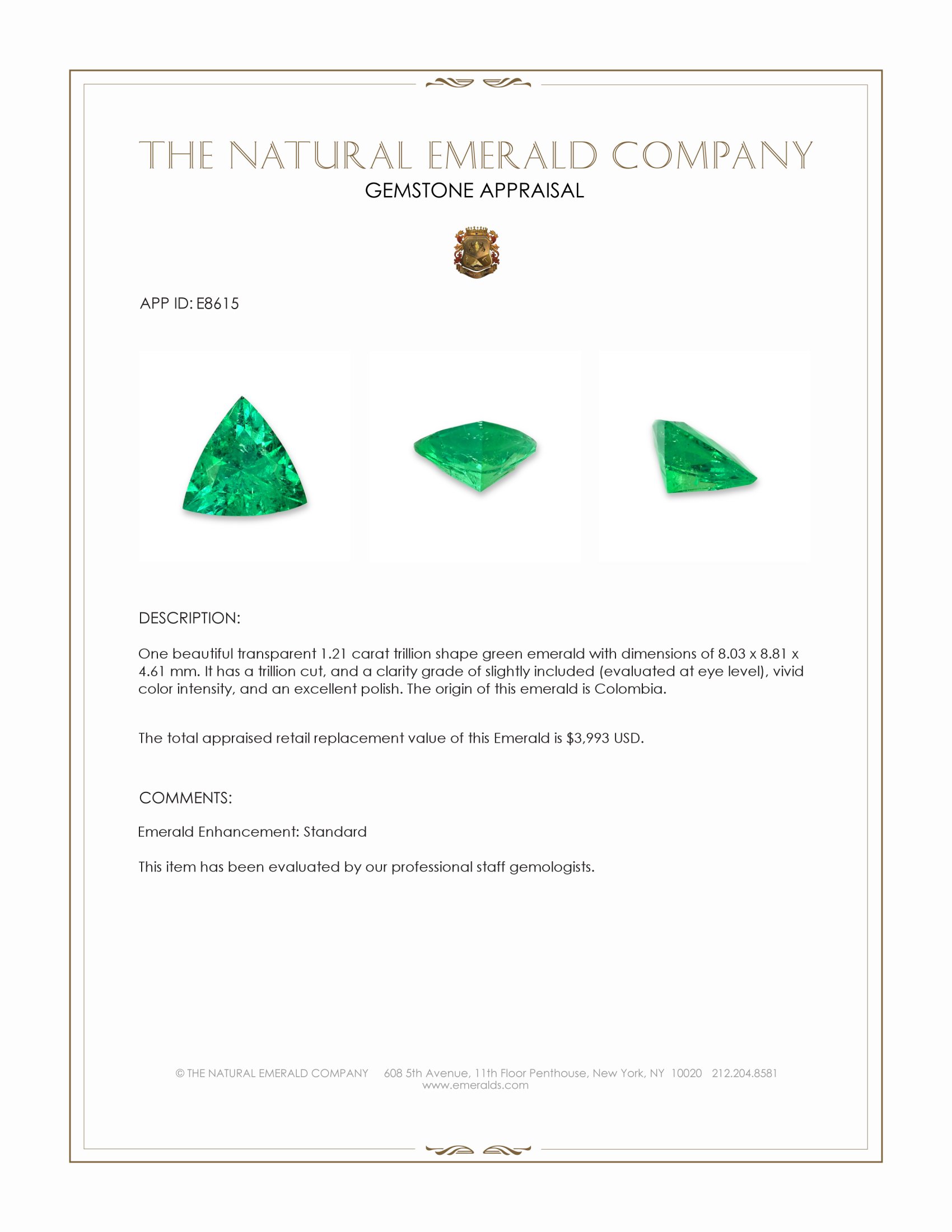 1.21 Ct. Emerald from Colombia