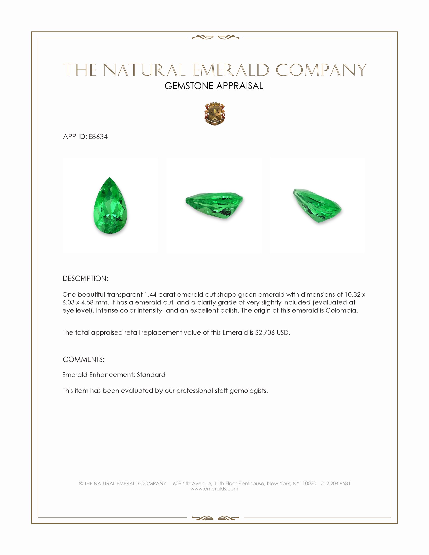 1.44 Ct. Emerald from Colombia