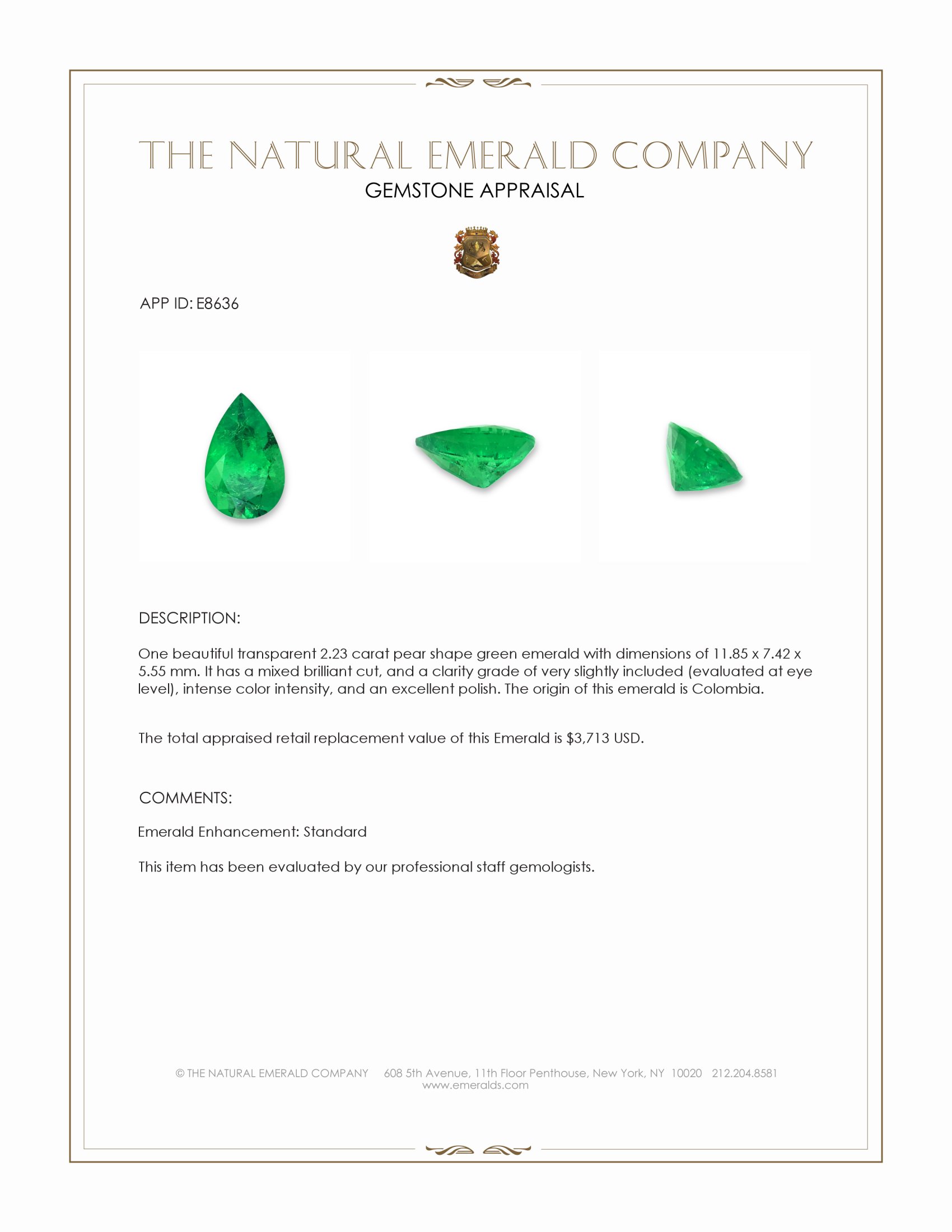 2.23 Ct. Emerald from Colombia