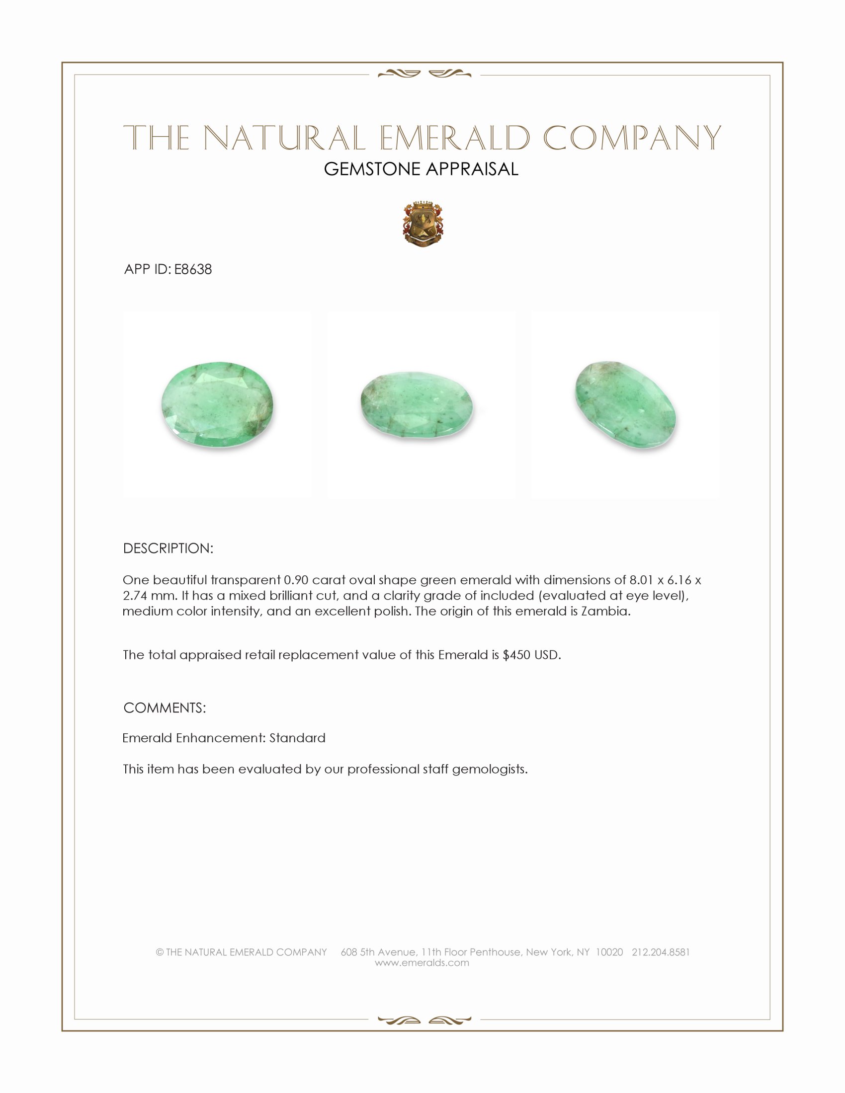 0.90 Ct. Emerald from Zambia