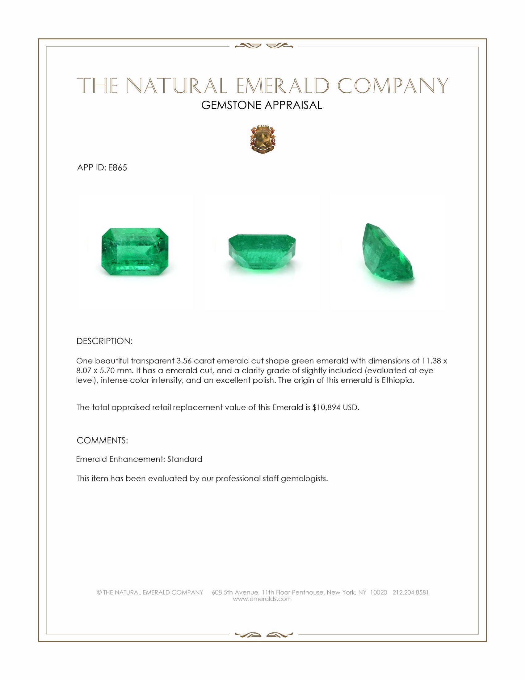 3.56 Ct. Emerald from Ethiopia