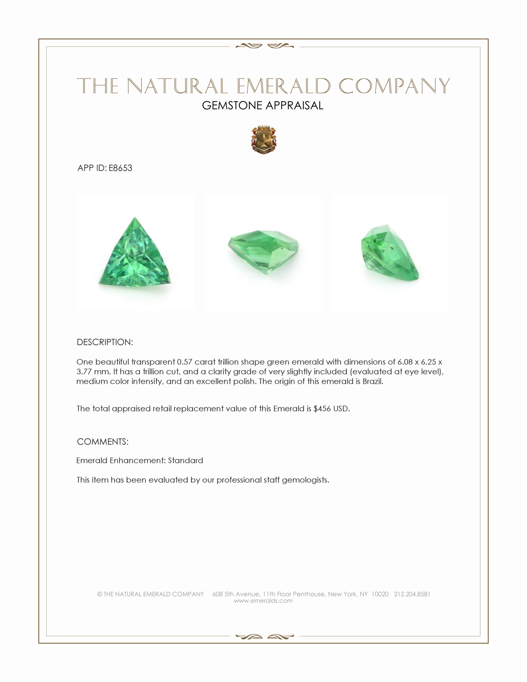 0.57 Ct. Emerald from Brazil